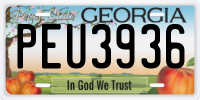 GA license plate PEU3936