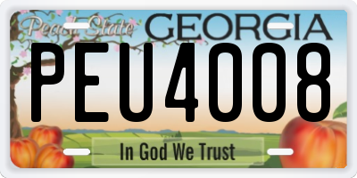 GA license plate PEU4008