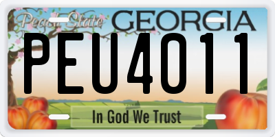 GA license plate PEU4011