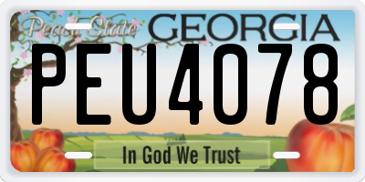 GA license plate PEU4078