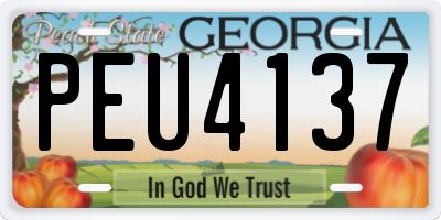 GA license plate PEU4137