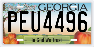 GA license plate PEU4496