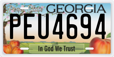 GA license plate PEU4694