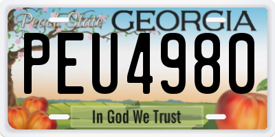 GA license plate PEU4980