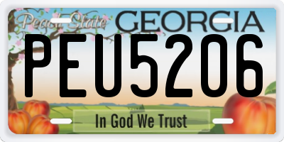 GA license plate PEU5206