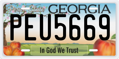 GA license plate PEU5669