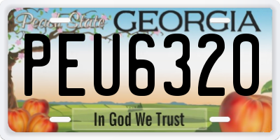 GA license plate PEU6320