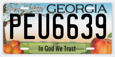 GA license plate PEU6639
