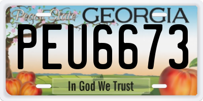 GA license plate PEU6673