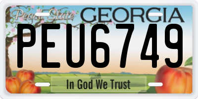 GA license plate PEU6749