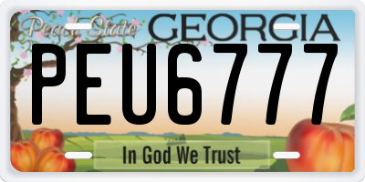 GA license plate PEU6777