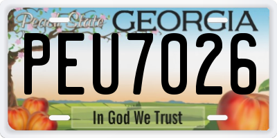 GA license plate PEU7026