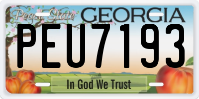 GA license plate PEU7193