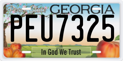 GA license plate PEU7325