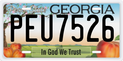 GA license plate PEU7526