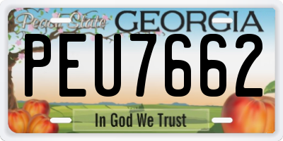 GA license plate PEU7662