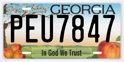 GA license plate PEU7847