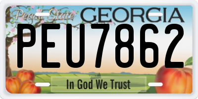 GA license plate PEU7862