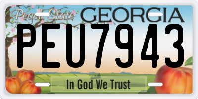 GA license plate PEU7943