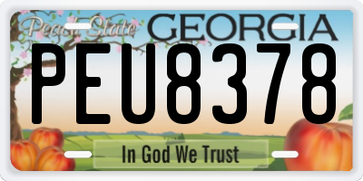 GA license plate PEU8378