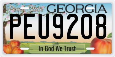 GA license plate PEU9208