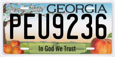 GA license plate PEU9236