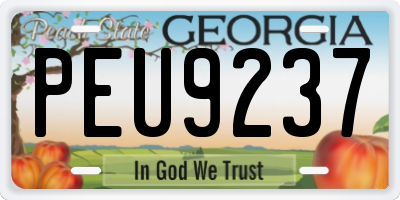 GA license plate PEU9237