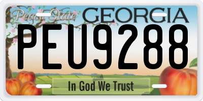 GA license plate PEU9288