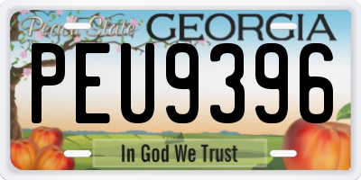GA license plate PEU9396
