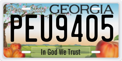 GA license plate PEU9405