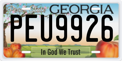 GA license plate PEU9926