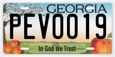 GA license plate PEV0019