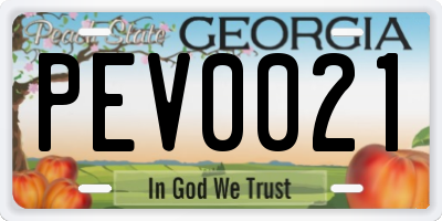 GA license plate PEV0021