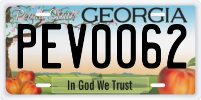 GA license plate PEV0062