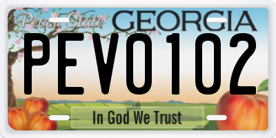 GA license plate PEV0102