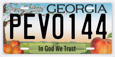 GA license plate PEV0144