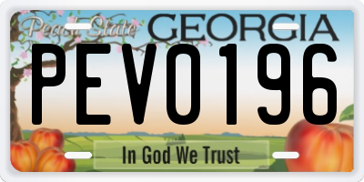 GA license plate PEV0196