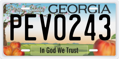 GA license plate PEV0243