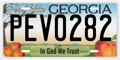 GA license plate PEV0282