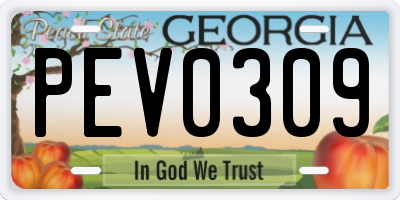 GA license plate PEV0309