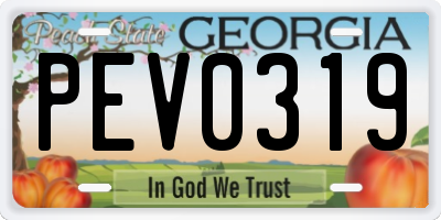 GA license plate PEV0319