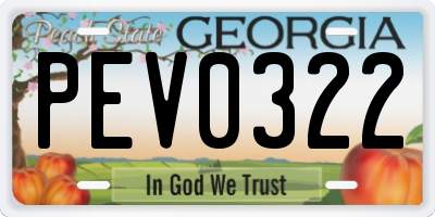 GA license plate PEV0322