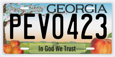 GA license plate PEV0423