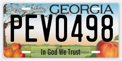 GA license plate PEV0498