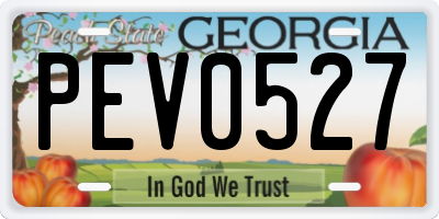 GA license plate PEV0527