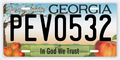 GA license plate PEV0532