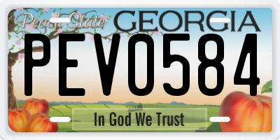 GA license plate PEV0584