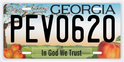 GA license plate PEV0620