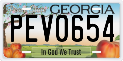 GA license plate PEV0654