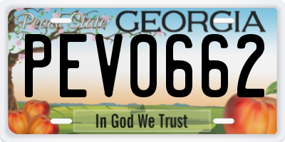 GA license plate PEV0662